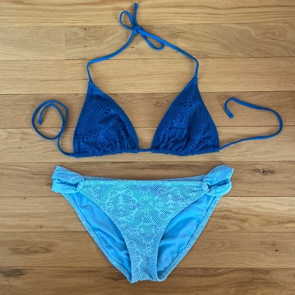 Mossimo Multi Color Blue Crochet String Bikini XL - Picture 2 of 7